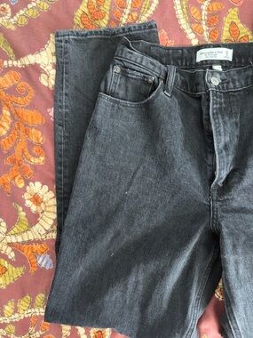 Abercrombie & Fitch Straight Leg Jeans in Washed Black